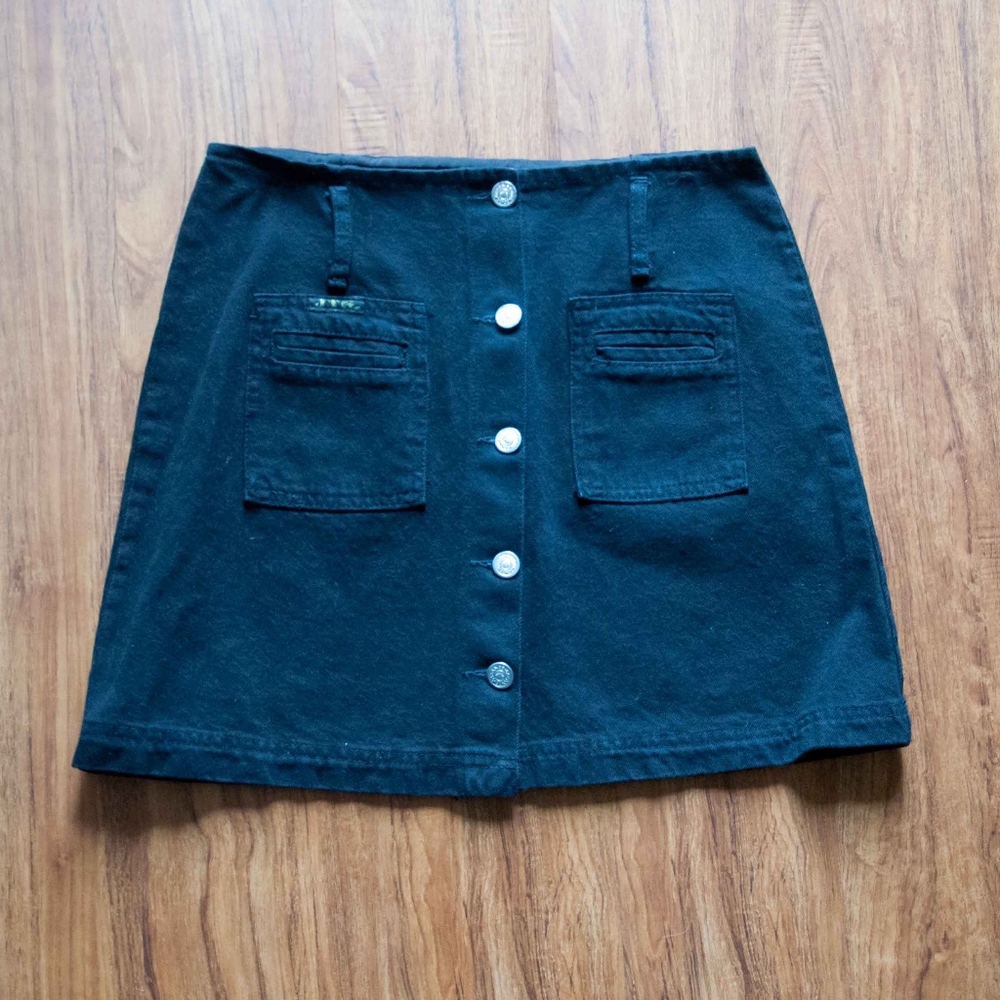 JTG 90's style Black Demin Button Up Skirt Sz 11